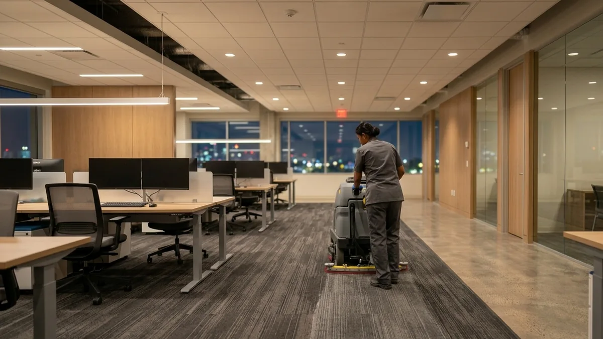 Office carpet cleaned as part of commercial janitorial services in Cincinnati