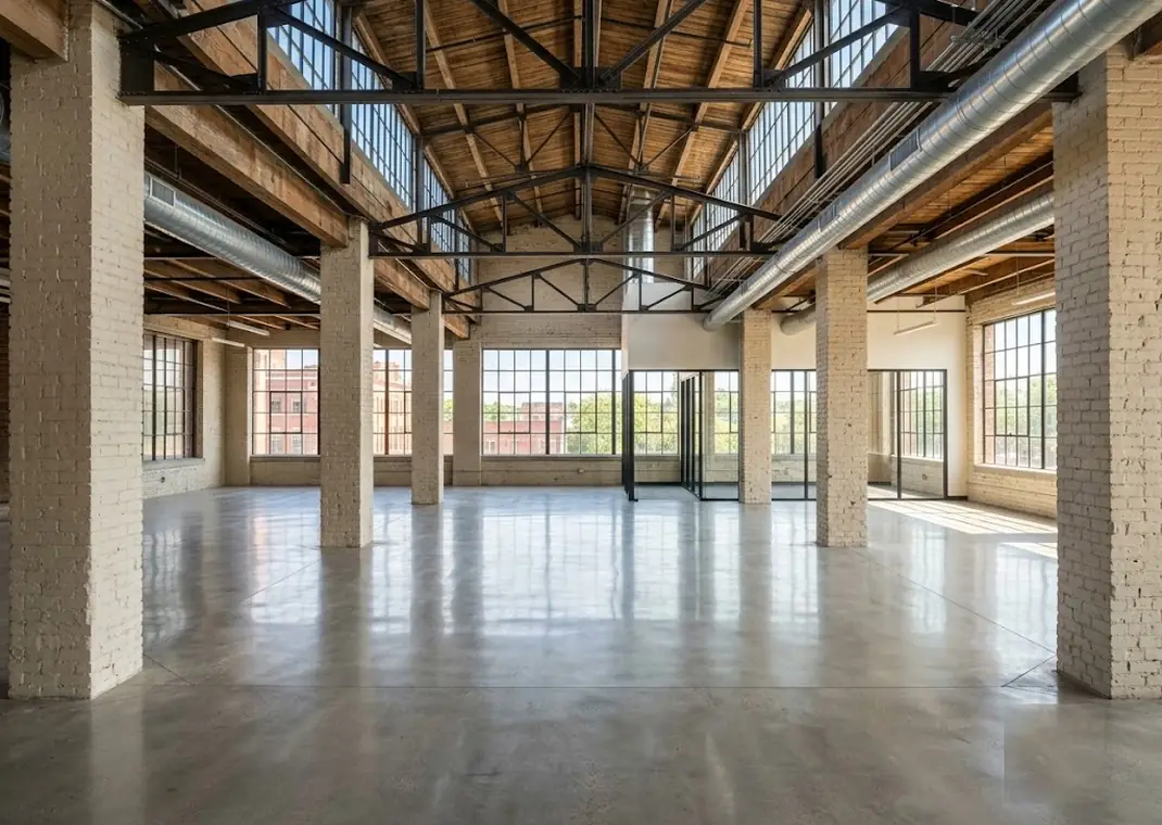 Converted warehouse office in Cincinnati after post construction cleaning